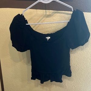 Black ruffle top